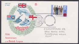 GB Great Britain 1971 Private FDC British Legion, Aeroplane, Aircraft, Airplane, Artillery, Warship Ship First Day Cover - Briefe U. Dokumente