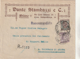 Italie - Lettre Recommandée Entête Dante Stambazzi MILANO 16/7/1924 Pour Ancona - Marcofilie