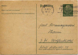 Allemagne Ent-Postal Obl Postkarte Hindenburg (TB Cachet à Date) Wurzburg 24-8-1934 - Autres & Non Classés