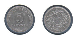 Allemagne  5 Pfennig 1916 A, Métallique , KM# 19, Deutsches Reich, - 5 Pfennig