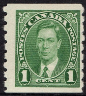 CANADA 1937 KGVI 1 Cents Green Coil Stamp SG368 MH - Oblitérés
