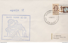 NÂ°1252 N -lettre (cover) -Apollo 17 Ã¨Baker Nunn SC 23- Woomera- - Etats-Unis