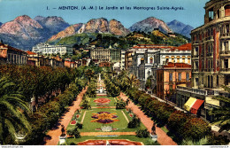 NÂ°8738 Z -cpa Menton -le Jardin Et Les Montagnes Sainte AgnÃ¨s- - Menton