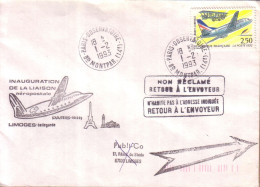 HAUTE VIENNE - AVIATION - ENVELOPPE INAUGURATION LIAISON AEROPOSTALE LIMOGES PARIS 1993 + NON RECLAME + RETOUR - 1960-.... Covers & Documents