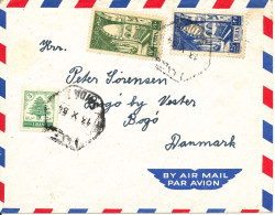 Lebanon Air Mail Cover Sent To Denmark 13-10-1954 Topic Stamps - Liban
