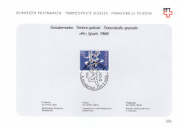 Suisse Poste Obl Yv:1243 Mi:1313 Pro Sport Bern 11-2-1986 Feuillet Fdc - FDC