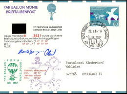 Suisse Poste Obl Yv:1188 27.Deutscher Kinderdorf Sonderballonflug (TB Cachet à Date) - Lettres & Documents