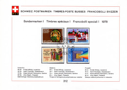 Suisse Poste Obl Yv:1046/1049 Commémorations Lausanne 9-3-78 Feuillet PTT Fdc - FDC