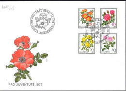Suisse Poste Obl Yv:1042/1045 Pro Juventute Roses Bern 28-11-77 Fdc - FDC