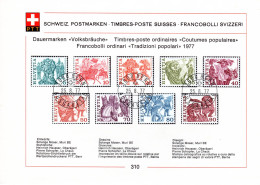 Suisse Poste Obl Yv:1033/1041 Traditions Populaires Bern 25-8-77 Feuillet PTT Fdc - FDC