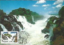 Brazil & Maximum Card, Leap Of The Seven Falls Of Guairá, The Paraná Falls, Partial View 1982 (55556) - Protection De L'environnement & Climat