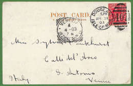 Ad0792 - GB - Postal History -  Postcard From Douglas To Italy 1903 - Briefe U. Dokumente