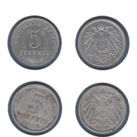 Allemagne  5 Pfennig 1916 A + 1916 G, Fer , KM# 19, Deutsches Reich, - 5 Pfennig