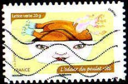 France Poste AA Obl Yv:1041 Mi:5991 L'odorat L'odeur Du Poulet Rôti (Lign.Ondulées) - Used Stamps