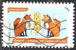 France Poste AA Obl Yv:1040 Mi:5990 L'odorat Renard Et Renarde Par L'odeur Alléchés (Lign.Ondulées) - Used Stamps