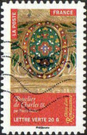 France Poste AA Obl Yv:1014 Mi:5962 Objets D'Art Renaissance Bouclier De Charles IX (Lign.Ondulées) - Gebraucht