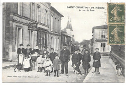 Cpa...Saint-Christoly-de-Médoc...(gironde)...la Rue Du Port...1909...animée...(café De La Jeune France)... - Other & Unclassified