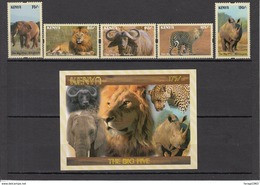 2017 Kenya The Big 5 - May 10 - Lion Leopard Elephant Rhino Buffalo Complete Set Of 5 And Souvenir Sheet MNH - Autres & Non Classés