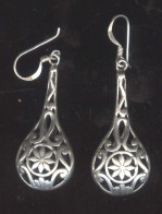 Antique Lao Silver Hilltribe Earrings Ca 1900 -1930 Simple And Intricate Work - Ethniques