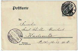 Postcard German Empire 5 Pfennig Green Germania Seal SCHILTACH To KARLSRUHE - 2.2.1907 - Cartes Postales