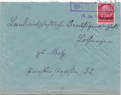 37399# HINDENBURG LOTHRINGEN LETTRE Obl WALDWIESEN 16 Janvier 1941 WALDWISSE MOSELLE METZ - Lettres & Documents