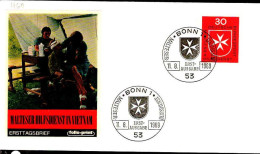 RFA Poste Obl Yv: 460 Mi:600 Malteser Hilfsdienst (TB Cachet à Date) Fdc Bonn 11-8-69 - 1961-1970