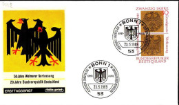 RFA Poste Obl Yv: 448 Mi:585 20.Jahre Grundgesetz (TB Cachet à Date) Fdc Bonn 23-5-69 - 1961-1970