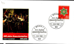 RFA Poste Obl Yv: 434 Mi:570 Gewerkschaften (TB Cachet à Date) Fdc Bonn 26-9-68 - 1961-1970