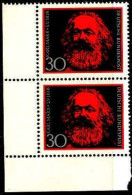 RFA Poste N** Yv: 425 Mi:558 Karl Marx Coin De Feuille Paire - Ongebruikt
