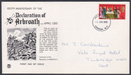 GB Great Britain 1970 Private FDC Arbroath Declaration, Horse, Battle, Horses, MIlitary, Soldier, Army, First Day Cover - Lettres & Documents