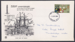 GB Great Britain 1970 Private FDC Sailing Of Mayflower, Plymouth, Migrants, America, Lighthouse, Ship, First Day Cover - Brieven En Documenten