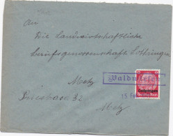 37402# HINDENBURG LOTHRINGEN LETTRE Obl WALDWIESEN 15 Février 1941 WALDWISSE MOSELLE METZ - Lettres & Documents