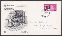 GB Great Britain 1970 Private FDC Royal Astronomical Society, Astronomy, Telescope, Globe, Stars Science First Day Cover - Covers & Documents