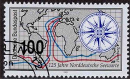 RFA Poste Obl Yv:1479 Mi:1647 125 Jahre Norddeutsche Seewarte (Beau Cachet Rond) - Gebraucht