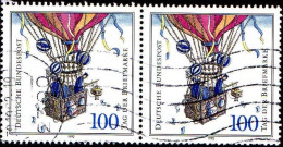 RFA Poste Obl Yv:1470 Mi:1638 Tag Der Briefmarke Balon Poste (Lign.Ondulées) Paire - Gebruikt