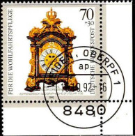 RFA Poste Obl Yv:1464 Mi:1632 Astronomisch-Geografische Stutzuhr Coin D.feuille (TB Cachet Rond) Weiden Oberpf 15-10-92 - Gebraucht