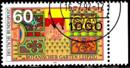 RFA Poste Obl Yv:1451 Mi:1622 Botanischer Garten Leipzig (TB Cachet Rond) Bord De Feuille - Used Stamps
