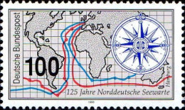 RFA Poste N** Yv:1479 Mi:1647 125 Jahre Norddeutsche Seewarte - Unused Stamps