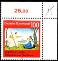 RFA Poste N** Yv:1409 Mi:1577 Sorbische Sagen Mittagsfrau & Nochtenerin Coin De Feuille - Unused Stamps