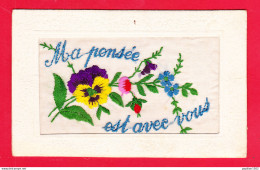 Brodee-280A103  MA PENSEE EST AVEC VOUS, Fleurs, Cpa BE - Bestickt