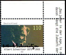 RFA Poste N** Yv:1921 Mi:2090 Albert Schweitzer (Coin De Feuille) - Ungebraucht