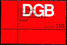 RFA Poste N** Yv:1915 Mi:2083 DGB 50 Jahre Deutscher Gewerschaftsbund (Coin De Feuille) - Unused Stamps