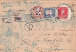 1930 Busta Con Interessante Tassazione Di Cartolina Dall'Argentina Con 50c E Una Lira - Marcophilia