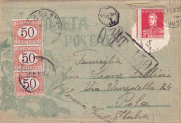 1930 Busta Con Interessante Tassazione Di Cartolina Dall'Argentina Con Tre Pezzi Da 50c - Marcophilie