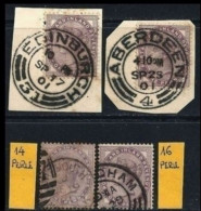 ● GRAN BRETAGNA 1881 ֍ Regina VITTORIA ● Angoli Con 14 Perle E Con 16 Perle + 2 Frammenti ️● Cat. 45 € ️● Lotto 811 ️● - Used Stamps