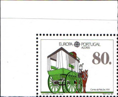 Açores Poste N** Yv:379 Mi:390a Europa Cept Carrao Mala Sec.XIX Coin D.feuille - Azores