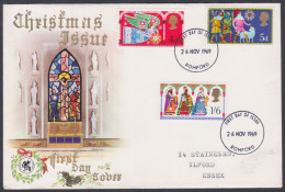 GB Great Britain 1969 Private FDC Christmas, Christianity, Christian, Religious Art, Stained Glass, First Day Cover - Brieven En Documenten