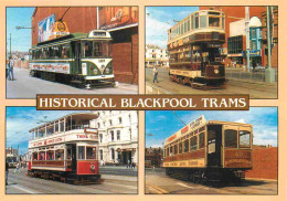 Trains - Tramways - Blackpool - Historical Trams - Multivues - Angleterre - England - CPM - Carte Neuve - Voir Scans Rec - Tramways