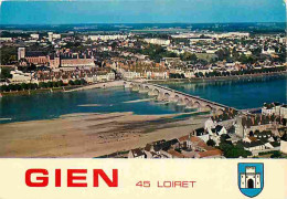 45 - Gien - Vue Générale Aérienne - Le Pont Sur La Loire - Blasons - CPM - Voir Scans Recto-Verso - Gien