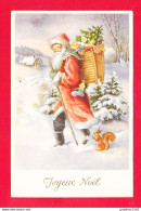 Noel-68Ph88  Joyeux Noël, Père Noël Avec Sa Hotte Sur Le Dos, Cpa  - Autres & Non Classés